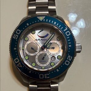 Aragon Silver and Blue Dive Watch